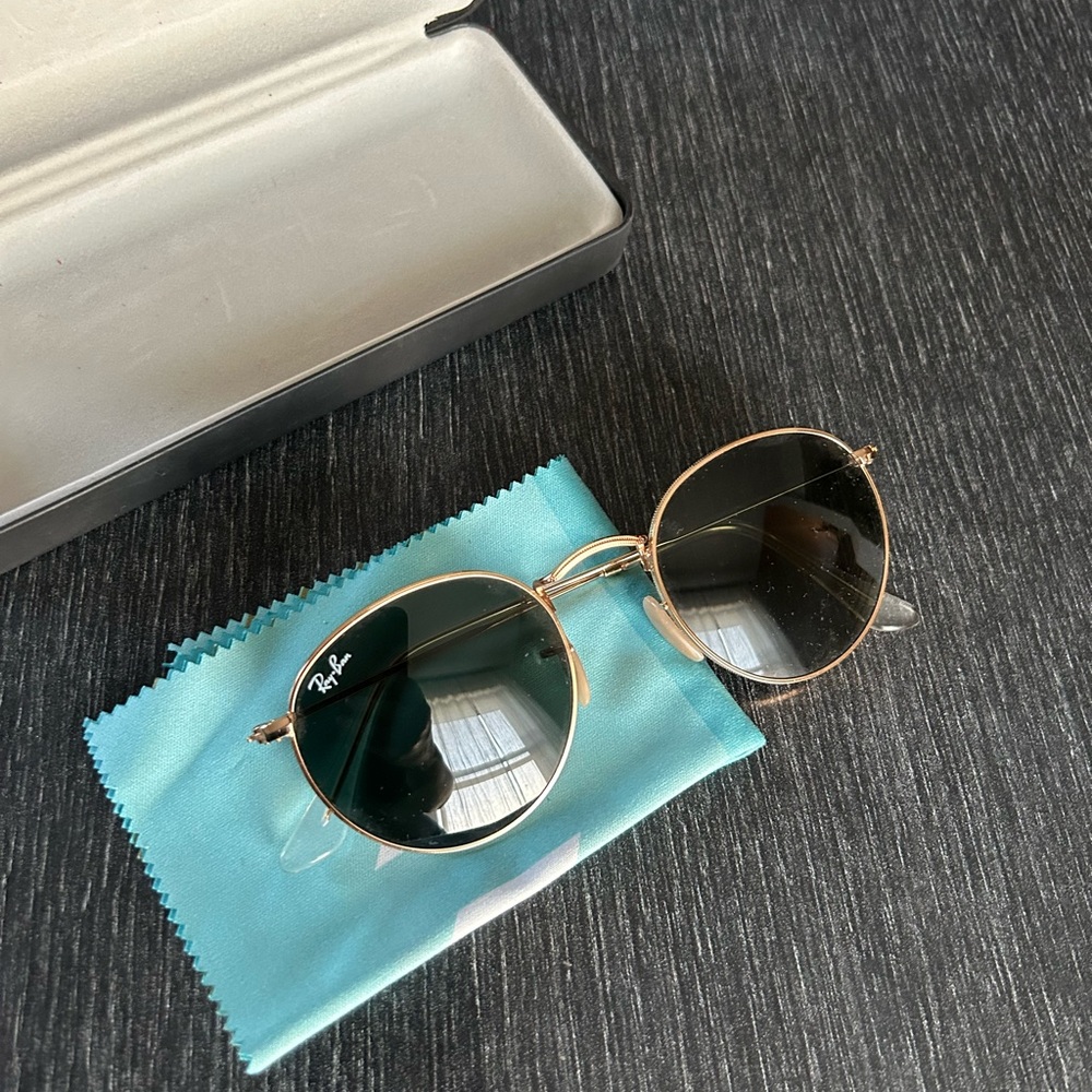 Ray-Ban Gold Wire Sunglasses with Green Lenses